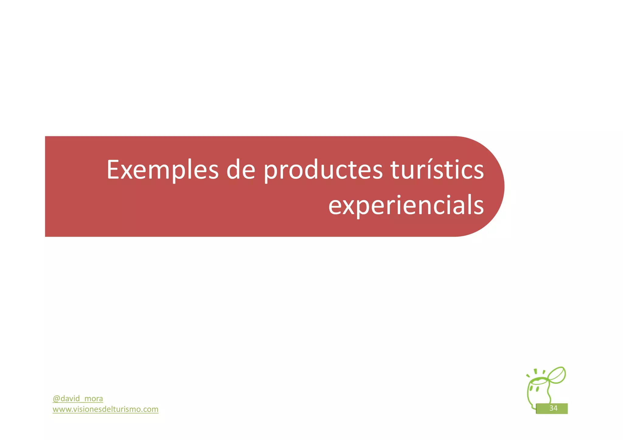 Exemples de productes turístics
                              experiencials




@david_mora
www.visionesdelturismo.com                     34
 