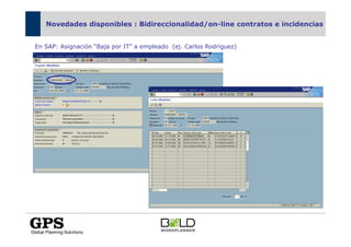 Novedades disponibles : Bidireccionalidad/on-line contratos e incidencias


En SAP: Asignación “Baja por IT” a empleado (ej. Carlos Rodríguez)
 