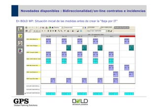 Novedades disponibles : Bidireccionalidad/on-line contratos e incidencias


En BOLD WP: Situación inicial de las medidas antes de crear la “Baja por IT”
 