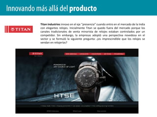 Innovando más allá del productoDimensión: OrganizaciónDefinición: Es la forma en la que una empresa se estructura y estructura sus alianzas. También se enmarca aquí la definición de responsabilidades y funciones de sus empleados.¿Cómo innovar?Replanteamiento del ámbito de aplicación de las actividades de la empresa.Redefinición de funciones y responsabilidades.Diseñar incentivos de diferentes unidades de negocio y personas.Ejemplos: Organización virtual conectada centrada en el socio, de Cisco Systems