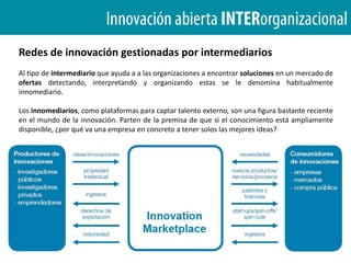 FUENTES DE INNOVACIÓNLas fuentes de innovación pueden estar al otro lado de los muros de la organización, pueden ser los propios clientes quienes sean la fuente de innovación, o los usuarios finales, o los fabricantes, o los proveedores o más aún, las distribuidores y asociaciones, clusters, centros tecnológicos, universidades, organismos públicos, etc.