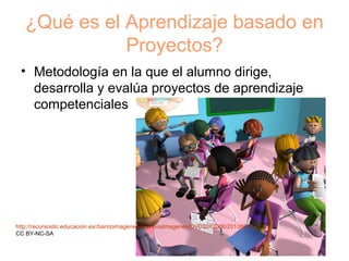 ¿Qué es el Aprendizaje basado en
Proyectos?
• Metodología en la que el alumno dirige,
desarrolla y evalúa proyectos de apr...