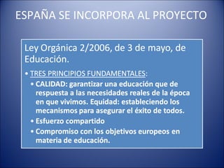 ESPAÑA SE INCORPORA AL PROYECTO

 