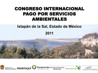 CONGRESO INTERNACIONAL
PAGO POR SERVICIOS
AMBIENTALES
Ixtapán de la Sal, Estado de México
2011
 