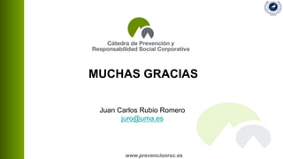 www.prevencionrsc.es
MUCHAS GRACIAS
Juan Carlos Rubio Romero
juro@uma.es
 
