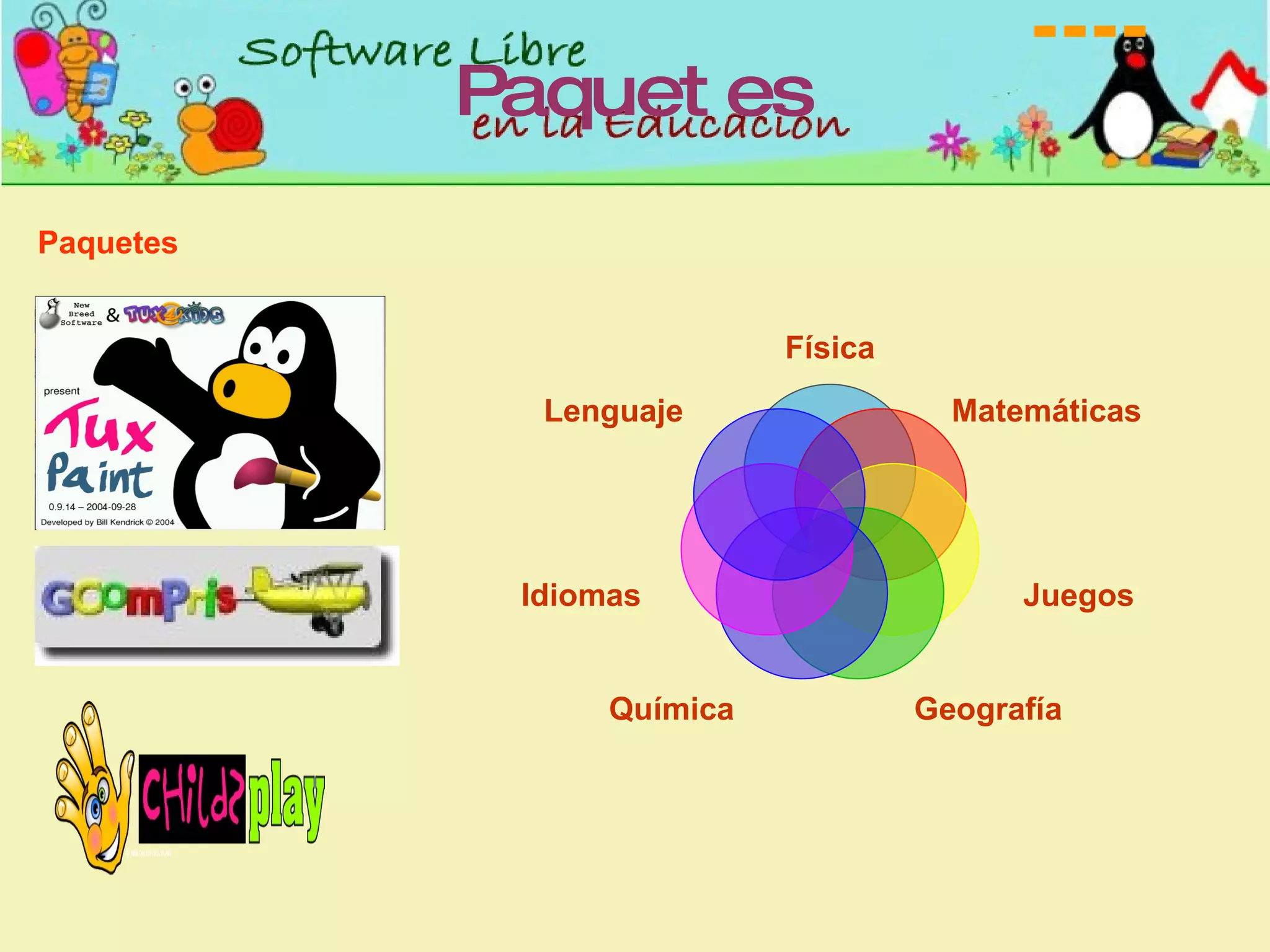 Paquetes Paquetes Física Matemáticas Juegos Geografía Química Idiomas Lenguaje 