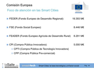 Foco de atención en las Smart Cities 
Smart Cities: la base tecnológica y el factor social Pág. 44 
Comisión Europea 
■ FE...