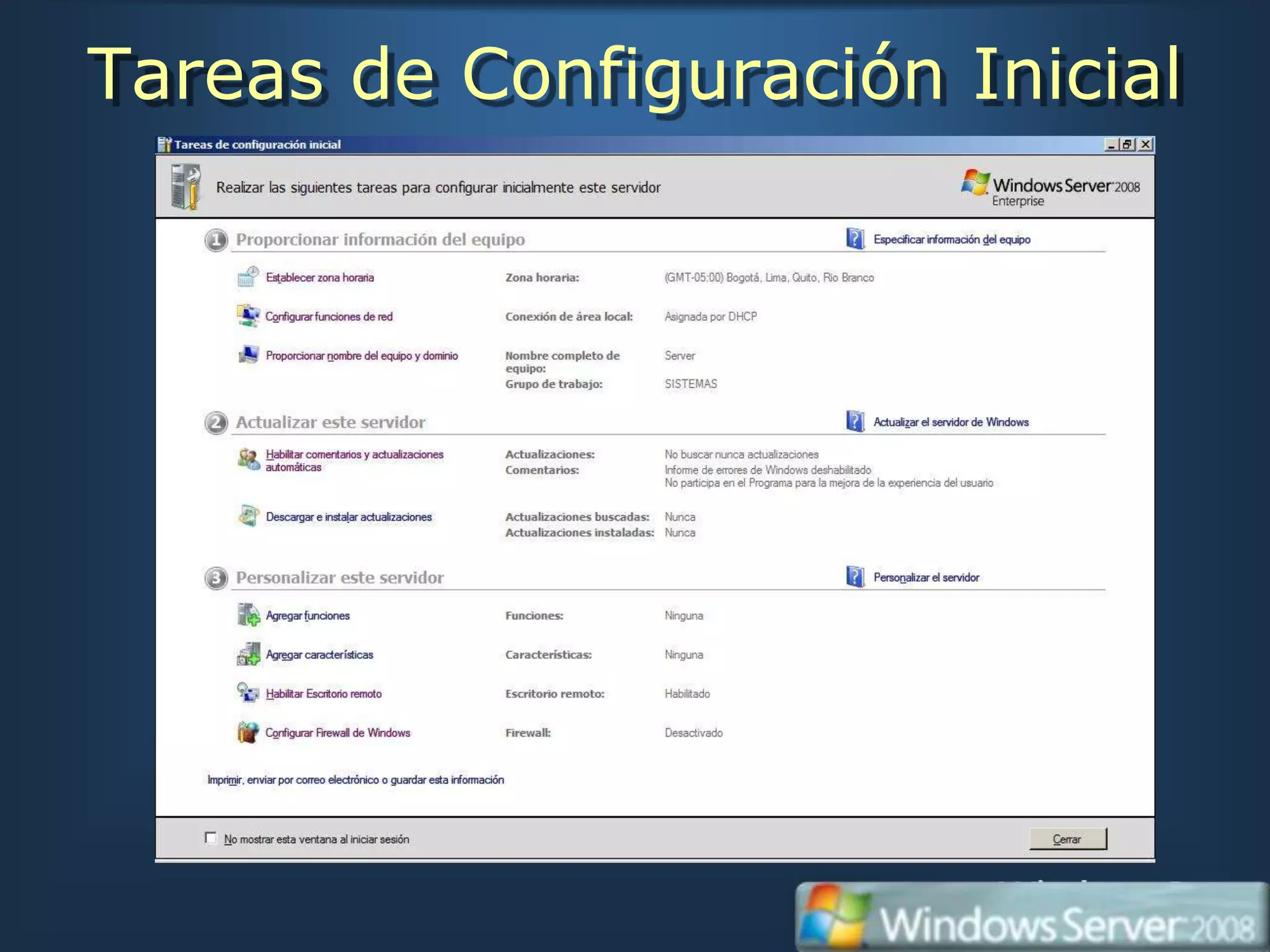 Tareas de Configuración Inicial
 