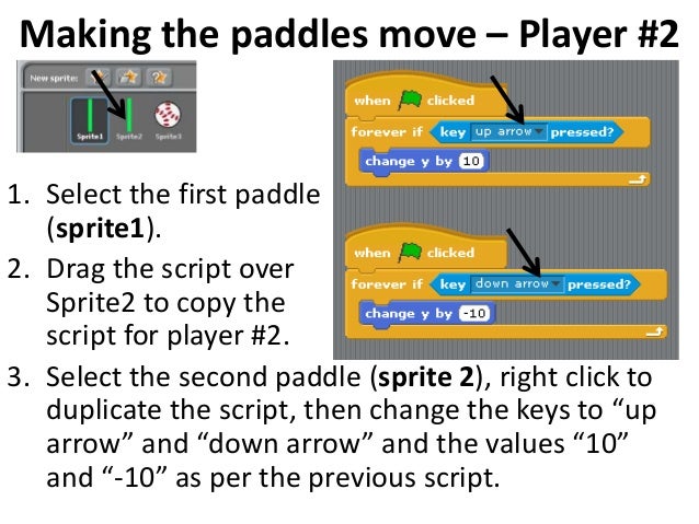 Pong on SCRATCH Directions