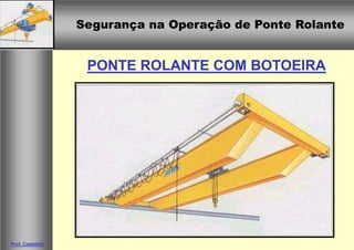 Segurança na Operação de Ponte Rolante
Segurança na Operação de Ponte Rolante
Prof. Casteletti
PONTE ROLANTE COM BOTOEIRA
 
