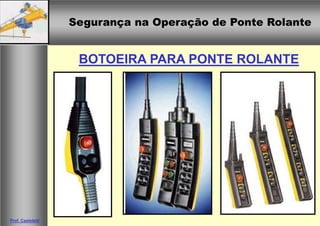 Segurança na Operação de Ponte RolanteSegurança na Operação de Ponte Rolante
Prof. Casteletti
BOTOEIRA PARA PONTE ROLANTE
 