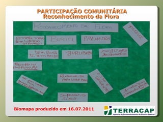   PARTICIPAÇÃO COMUNITÁRIA Reconhecimento  da Flora Biomapa produzido em 16.07.2011 
