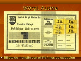 Wörgl, AustriaWörgl, Austria
 Billete de 1 chelín con el 1% / mes de oxidaciónBillete de 1 chelín con el 1% / mes de oxidación
 