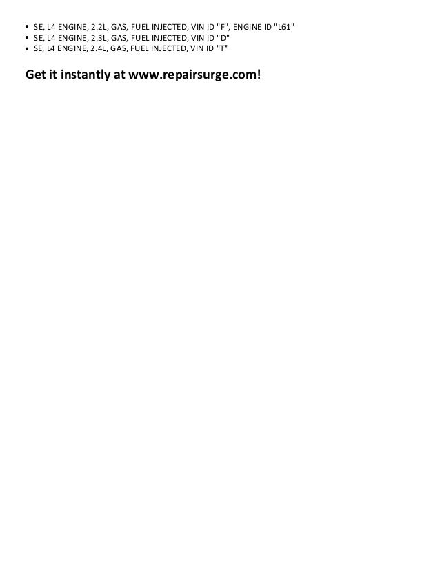 Pontiac sunfire repair manual 1995 2005
