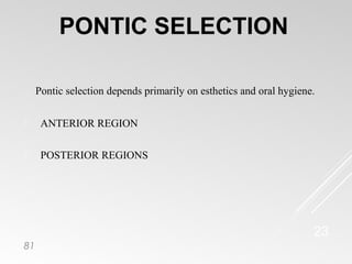 Pontics in Fixed Partial Dentures | PPT