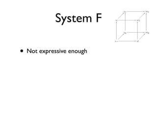 System F

• Not expressive enough
 