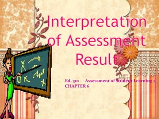 Ed. 310 – Assessment of Student Learning 1
CHAPTER 6
 