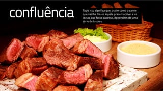 Tudo isso significa que, assim como a carne
que vai lhe trazer aquele prazer incrível e as
ideias que farão sucesso, dependem de uma
série de fatores
 