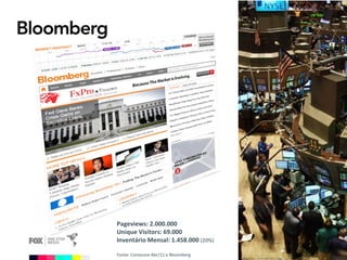 Pageviews: 2.000.000 Unique Visitors: 69.000 Inventário Mensal: 1.458.000  (20%) Fonte: Comscore Abr/11 e Bloomberg 