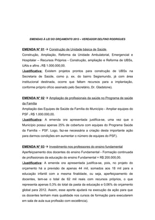 Pontos Questionáveis da LOA 2012 - UBERLÂNDIA 