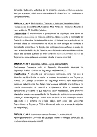 Pontos Questionáveis da LOA 2012 - UBERLÂNDIA 