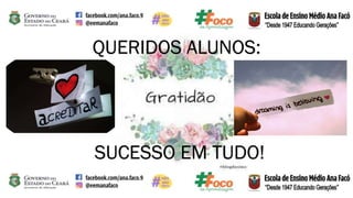 25/05/2023
SUCESSO EM TUDO!
QUERIDOS ALUNOS:
 