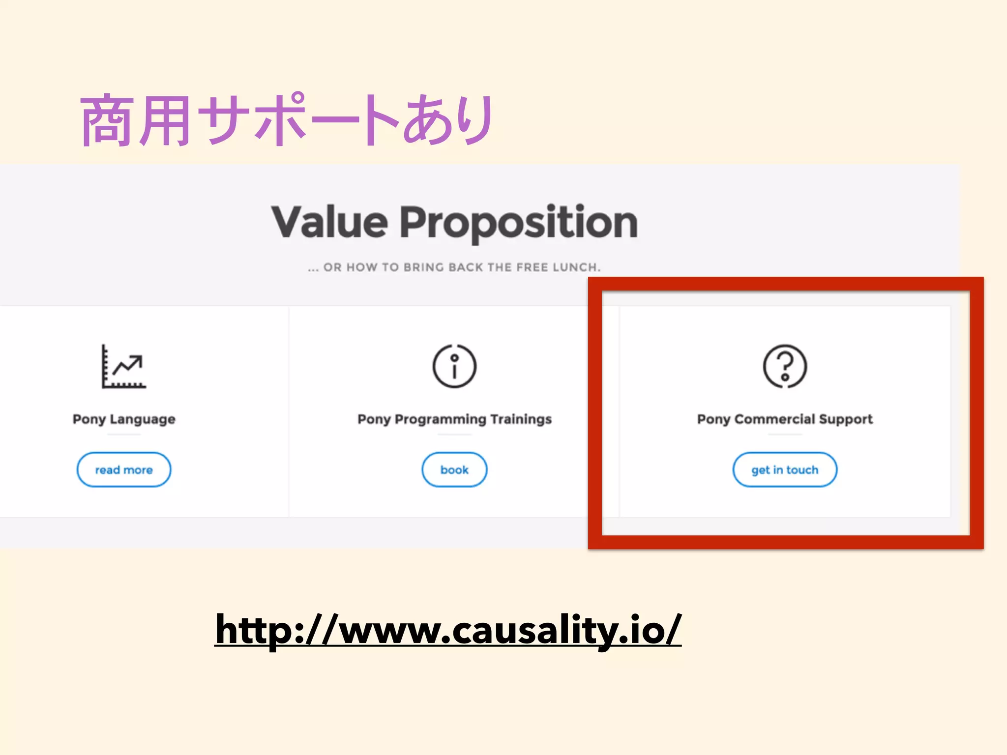 商用サポートあり
http://www.causality.io/
 
