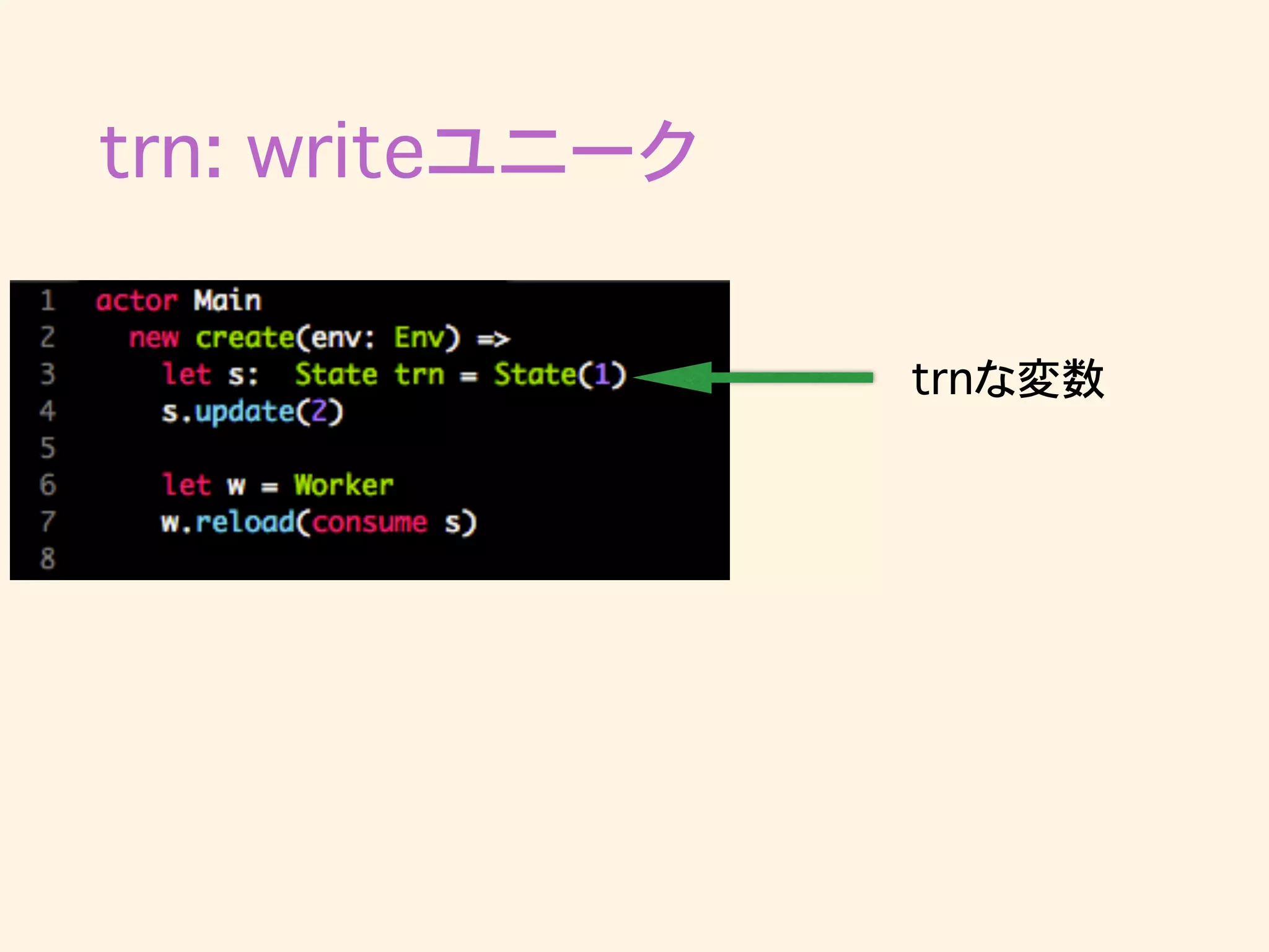 trn: writeユニーク
trnな変数
 