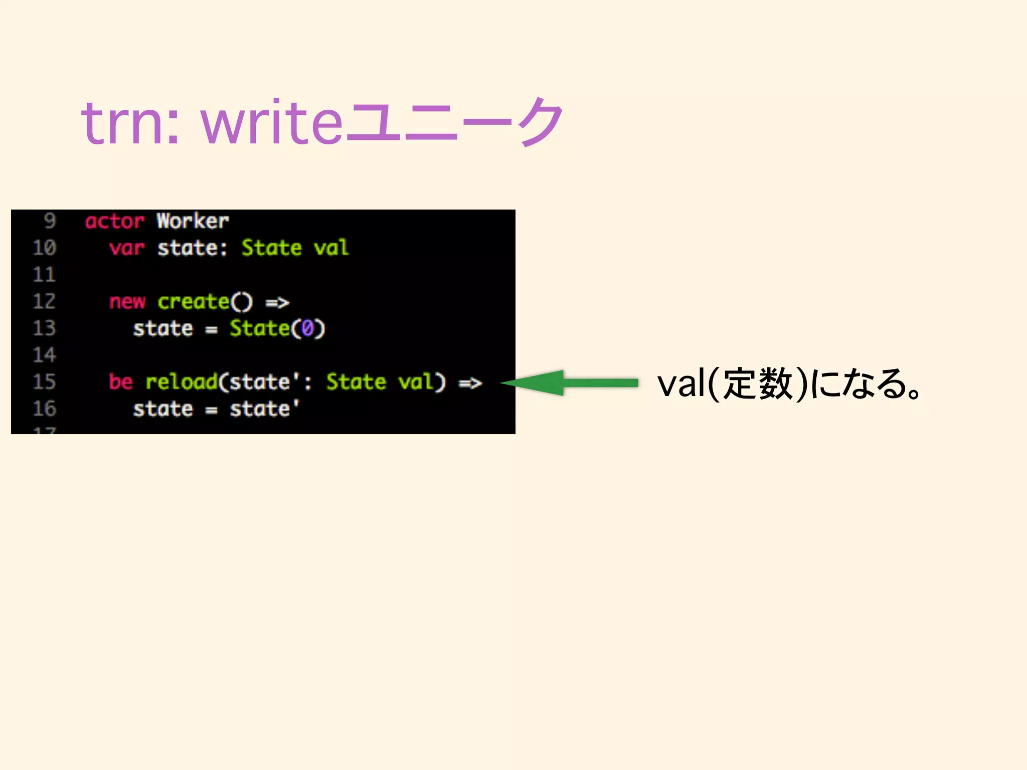 trn: writeユニーク
val(定数)になる。
 