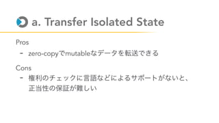 a. Transfer Isolated State
Pros
- zero-copy mutable
Cons
-
 