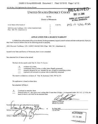 CASE 0:10-mj-00535-AJB Document 1   Filed 12/15/10 Page 1 of 13
 