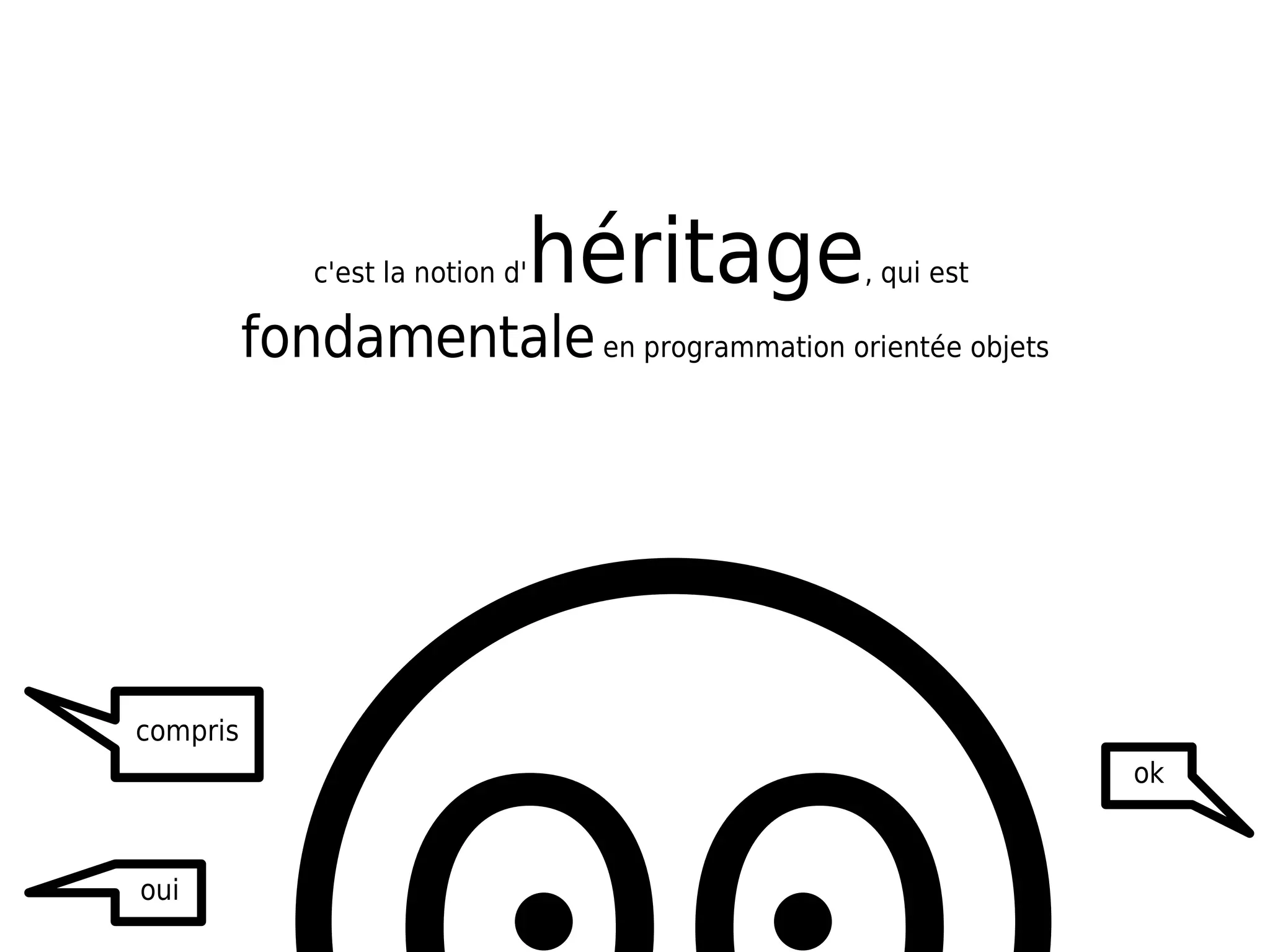 c'est la notion d'   héritage , qui est

          fondamentale en programmation orientée objets




compris
                                                          ok



oui
 