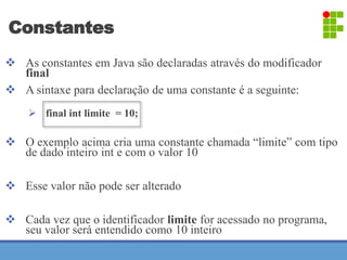 Poo1 aula 4 - tipos de dados variáveis-constantes | PPTX