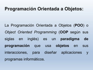 Programación Orientada a Objetos (POO) y UML | PPTX
