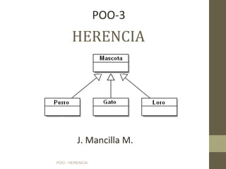POO - HERENCIA
HERENCIA
POO-3
J. Mancilla M.
 