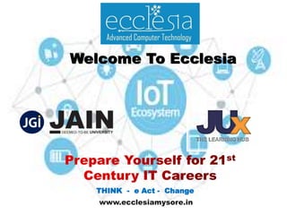 Welcome To Ecclesia
THINK - e Act - Change
 