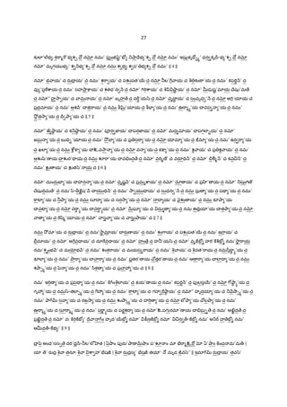 27
క`లl’ల@భ ః క"ా%"”భ శ¹ నx నమః’ పfం†šzˆ”E´ _¤ాIేభ ’శ¹ నx నమః’ ఇషKకృIో•h’ ధన కృ•-భ ’శ¹ నx
నx’ మృగయ భ ః’ శ _భ ’శ¹ నx నమః శ భ ః శ ప’ భ శ¹ నమః’ || 4 ||
నx’ భ ాయ’ చ రaI$ య’ చ నమః’ శ"ా య’ చ పŽపత’56 చ నx ®ల’7D ాయ చ q కంöా’య చ నమః’ కప"T‡ H’ చ
వf ’ప]cాయ చ నమః’ సహ2ా$ :¡య’ చ శతధ’న H చ నx’ 7T"Tcాయ’ చ qyి ¤ాˆ య’ చ నx’ uఢ షˆ’మlయ XేషK’మ ే
చ నx” హ2ా య’ చ ామ య’ చ నx’ బృహ ే చ వ"D¾’య/z చ నx’ వృI‡ య’ చ సంవృధ ’ H చ నx అ7T’యlయ చ
ప$థమlయ’ చ నమ’ ఆశ H’ X †"ాయ’ చ నమః b•‚õ’యlయ చ bEF ’య చ నమ’ ఊ"ా%h’య X వస ’య చ నమః’
2²§ త2ా ’య చ Ir Oా ’య చ || 5 ||
నx” జ ¤ా! య’ చ క_¤ా! య’ చ నమః’ పªర జ‹య’ X పరజ‹య’ చ నx’ మధ మlయ’ X పగలl•య’ చ నx’
జఘ ’య చ బ =V-’యlయ చ నమః’ 2² EF ’య చ ప$ స"ా ’య చ నx యlమl ’య చ :మl ’య చ నమ’ ఉర "ా ’య
చ ఖలl ’య చ నమః cd• ]ా ’య X உవ2ా ’య చ నx వ ’య చ క:¡ ’య చ నమః’ శ ాయ’ చ ప$ శ ాయ’ చ నమ’
ఆŽšz’ణ య X Žర’Ç య చ నమః "ా’య X వ.ంద ే చ నx’ వ"T%ణ°’ చ వరS=V H’ చ నx’ -Ã% H’ చ కవ¼ H’ చ
నమః’ Ž య’ చ Žత/z’ య చ || 6 ||
నx’ దుందుEF ’య X హన ’య చ నx’ ధృషL H’ చ ప$మృcాయ’ చ నx’ దూ య’ చ ప$ ‚’ య చ నx’ _షం7Tణ°’
XేషK=Vమ ే’ చ నమ’ý->:Lష’ H X య =V H’ చ నమః’ 2ా య = య’ చ సుధన ’ H చ నమః సు$ ’య చ పÇ ’య చ నమః’
]ాటF ’య చ ®Oా ’య చ నమః సూI ’య చ సర2ా ’య చ నx’ I య’ చ nౖశం య’ చ నమః కàOా ’య
X వటF ’య చ నx వ"ా¾ h’య X వ"ా¾ hయ’ చ నx’ QRఘl ’య చ దు ’య చ నమ ఈ=V$యl’య X తOా ’య చ నx
ా ’య చ "šి%’యlయ చ నx’ ాస ా ’య చ ాసుOాయ’ చ || 7 ||
నమః 2² మl’య చ రaI$ య’ చ నమ’2ామlõ య’ X రaణ య’ చ నమః’ శం7ాయ’ చ పŽపత’56 చ నమ’ ఉ7ాయ’ చ
òమlయ’ చ నx’ అ7వ= య’ చ దూ"వ= య’ చ నx’ హం ే$ చ హ®’య/z చ నx’ వృ:E´ హ"T’]c©E´ నమ’2ా"ాయ
నమ’శGంభ H’ చ మƒభ H’ చ నమః’ శంక"ాయ’ చ మయస{"ాయ’ చ నమః’ q ాయ’ చ qవత’"ాయ చ నమ/ీ"ాB h’య చ
కàలl ’య చ నమః’ Oా"ా ’య X ా"ా ’య చ నమః’ ప$తర’ణ య X[తర’ణ య చ నమ’ ఆ "ా ’య X లlI ’య చ నమః
శ¤ా&h’య చ *z ’య చ నమః’ /ిక ’య చ ప$ ా3 ’య చ || 8 ||
నమ’ ఇ"Tణ ’య చ ప$పÇ ’య చ నమః’ ]± ంqలlయ’ చ Pయ’ణ య చ నమః’ కప"TŸ H’ చ పfలస56’ చ నx 7[¤ా! h’య చ
గృ3 ’య చ నమý-తలl&h’య చ 73 ’య చ నమః’ ]ాటF ’య చ గహ "¤ా! య’ చ నx” హృదయl ’య చ _ H¤ా&h’య చ
నమః’ Oా స ా ’య చ రజ2ా ’య చ నమః Ž¤ా{h’య చ హ"T ’య చ నx లeOా ’య X[లOా ’య చ నమ’
ఊ"ా%h’య చ సూ"ా%h’య చ నమః’ ప"ాL hయ చ పరLశI ’య చ నx’உపగ రమl’ణ య X .ఘ- ే చ నమ’ ఆ+, ద ే చ
ప$+, ద ే చ నx’ వః ]±"T]E´ ’ Iే ా ం హృద’56E´ నx’ :;ణ]E´ నx’ ¼న „-]E´ నమ’ ఆ_œ హ ేE´ నమ’
ఆuవ„-]భ ః’ || 9 ||
I$ yz అంధ’సస& ే ద"T’ద$^-®ల’లe ‚త | ఏ¤ాం పfరa’¤ాణ QR¤ాం ప’ ం మl E³"ా%உ"[ x ఏ’¤ాం ]±ంచ మ’మ„ |
యl ే’ రaద$ q ా తనూః q ా cా హ’E³షÙ | q ా రaద$స ’ E³షÙ తయl’ … మృడ Ùవ/z” || ఇమl రaI$ య’ తవ/z’
 