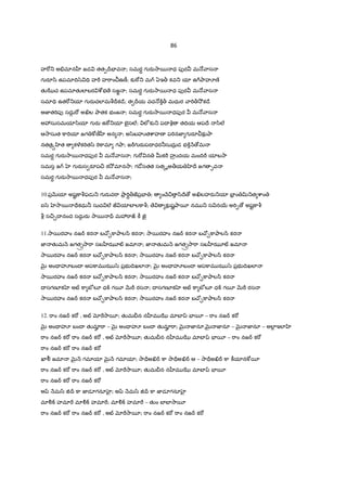 86
హ"[_ అ.మlన ™ జడ తత&IrEFవ ; సమర‡ గ రa2ా5 ధ పfర మ … ాస
గ రS/ి ఉపమlIV/z =V హ"D హ"ాం ఉణ£; క`ö[_ మ ఏఇ> కవ_ యl ఉ7DOాహÀణo
తKQcచ ఉపమlతKలlబర cdభ ే సజÌ ; సమర‡ గ రa2ా5 ధ పfర మ … ాస
సమl=V ఉత"[_యl గ రaచలlమbIrక˜ే; త Irయ వచ …]±> మధుర ా"T>2² క˜ే
అజ‹త"Tపf సదు• "[ అ¸ల Oాతక భంజ ; సమర‡ గ రa2ా5 ధపfర మ … ాస
అ3సుసమయl/ియl గ రa ఉö[_యl బౖసల@; లeక`_ పI q తIVయ ఆపIే /ిల@
ఆ2ాసుత ]ా"Tయl జగ ]wణ£ ™ అన ; అ/zబహiతcాహణ ప"Tనజ‹ గ రS క`Oా
నతత$ä ‚త క¥4క"Tత/z "T]ామl గOా; జ"Dగ రaపI ధర®సుదు$ డ భ]± H ›మ
సమర‡ గ రa2ా5 ధపfర మ … ాస ; గ "[ న uక"D హiదయ మంIV"D యlబ2ా
సమస జ గ రaస రSప¼ ఠ2² మlన2ా; గ˜ోసతత సత{ృఅ>య ‚Iే జగ &వ
సమర‡ గ రa2ా5 ధపfర మ … ాస ;
10.ప$QRయl అషˆ]ాbఫడ _ గ రaవ"ా Oా$ "T‡>జప$EF ; ంXే¼ /ిIే › అ¸లహరa_యl EF$ ం v_త cాం
ఐ/z 2ా5 =ేకధు® సుచ ల@ జ యlబFల]ాb; ే క`షLOా5¦ నమ _ స న56 అ"T& › అషˆ]ాb
b స¼¹I నంద సదు• రa 2ా5 j మ3"ాb ]â జ«ౖ
11.2ా5రహం నజœ కర బX[¹]ాOాల^ కర ; 2ా5రహం నజœ కర బX[¹]ాOాల^ కర
జ‹ తKమ H జగతÓÔ2ా"ా సబ ™ఝ?Û జమl ; జ‹ తKమ H జగతÓÔ2ా"ా సబ ™ఝ?Û జమl
2ా5రహం నజœ కర బX[¹]ాOాల^ కర ; 2ా5రహం నజœ కర బX[¹]ాOాల^ కర
Q×¶ అం= హÀబంI ఆప]ామ ఝ /z ప$భ IVఖలl ; Q×¶ అం= హÀబంI ఆప]ామ ఝ /z ప$భ IVఖలl
2ా5రహం నజœ కర బX[¹]ాOాల^ కర ; 2ా5రహం నజœ కర బX[¹]ాOాల^ కర
I సగణ?క అk ]ా బã లà ధ గ5¦ QR"D రస ; I సగణ?క అk ]ా బã లà ధ గ5¦ QR"D రస
2ా5రహం నజœ కర బX[¹]ాOాల^ కర ; 2ా5రహం నజœ కర బX[¹]ాOాల^ కర
12. "ాం నజœ క"[ , అk x"2ా5¦; తKమ న న ™మ Qg మlబF EF5¦ – "ాం నజœ క"[
Q×¶ అం= హÀ బంI తKమlç "ా – Q×¶ అం= హÀ బంI తKమlç "ా; Q×¶ జ‹నూ,Q×¶ జ‹నూ – Q×¶ జ‹నూ – అలl• ఇలl ‚
"ాం నజœ క"[ "ాం నజœ క"[ , అk x"2ా5¦; తKమ న న ™మ Qg మlబF EF5¦ – "ాం నజœ క"[
"ాం నజœ క"[ "ాం నజœ క"[
ఖlï జమl Q×¶ H గమlయl Q×¶ H గమlయl; 2ా=rఅ¸œ ]ా 2ా=rఅ¸œ ఆ – 2ా=rఅ¸œ ]ా ]âయlన]w5¦
"ాం నజœ క"[ "ాం నజœ క"[ , అk x"2ా5¦; తKమ న న ™మ Qg మlబF EF5¦
"ాం నజœ క"[ "ాం నజœ క"[
అ Hమý †• ]ా జ‹డూగనూ jk; అ Hమý †• ]ా జ‹డూగనూ jk
మlÃ హమl" మlÃ హమl"; మlÃ హమl" – తKం బFబF2ా5¦
"ాం నజœ క"[ "ాం నజœ క"[ , అk x"2ా5¦; "ాం నజœ క"[ "ాం నజœ క"[
 