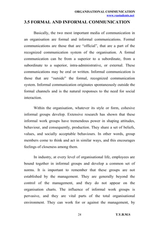 Written Informal Communication organisational communication | DOC