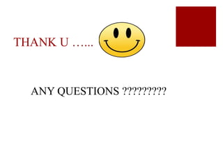 THANK U …...
ANY QUESTIONS ?????????
 