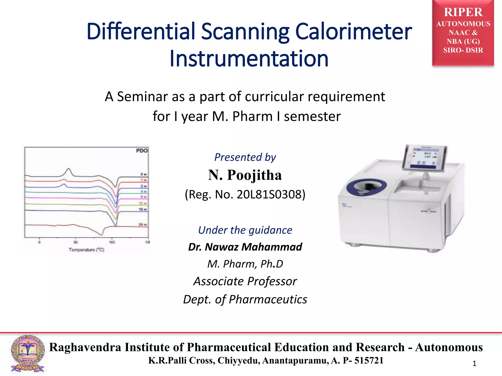 Differential Scanning Calorimeter Instrumentation.(DSC) | PPTX