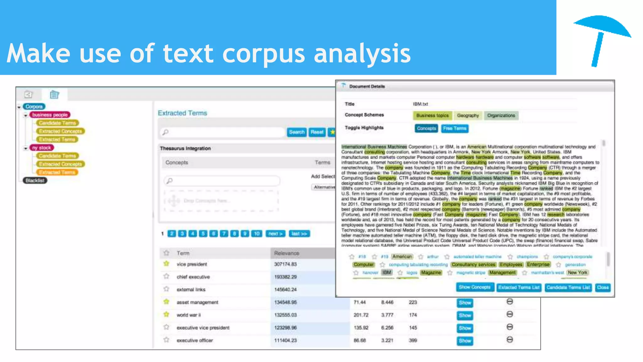 Make use of text corpus analysis
 