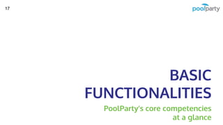 BASIC
FUNCTIONALITIES
PoolParty’s core competencies
at a glance
17
 