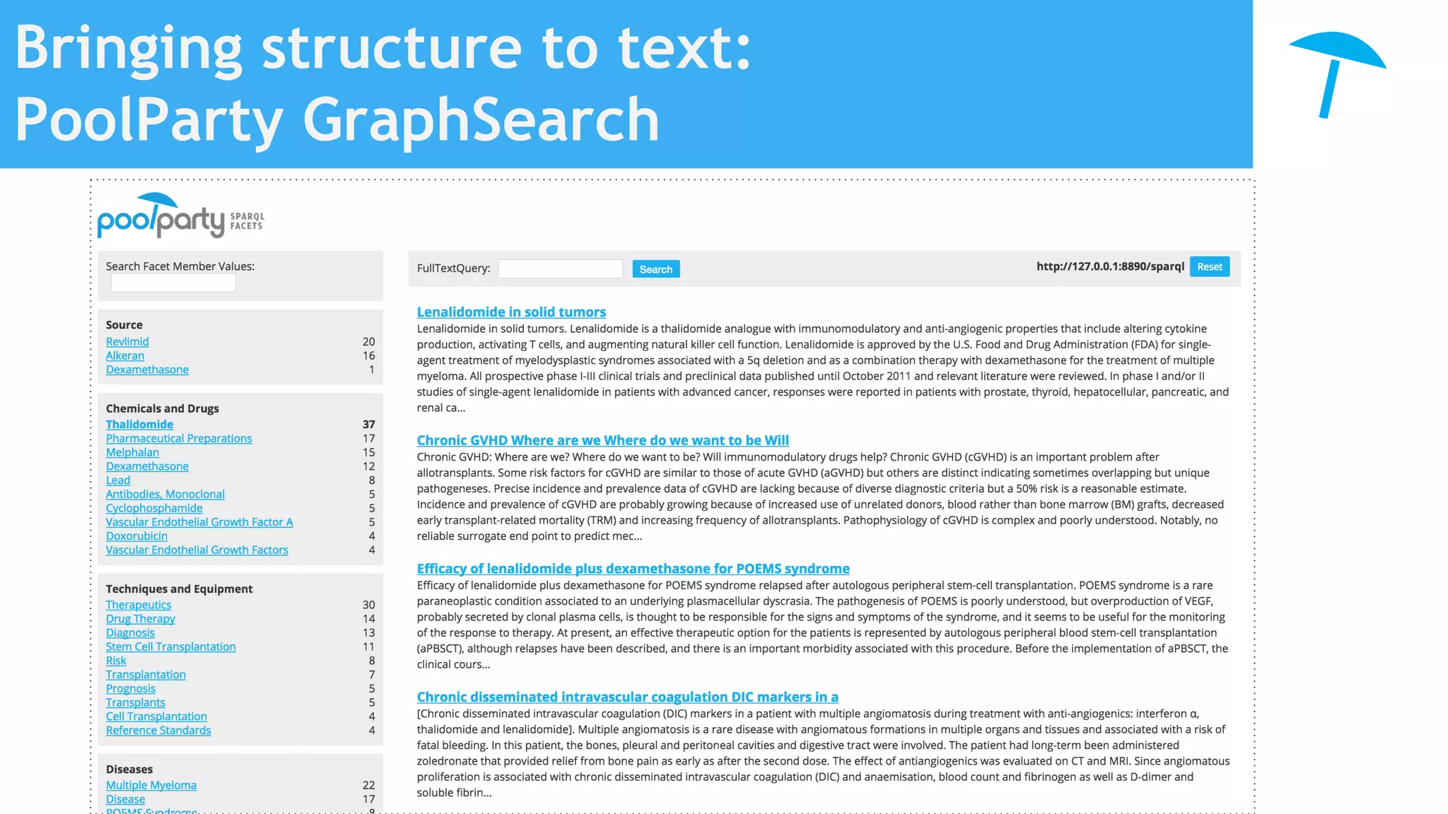 Bringing structure to text:
PoolParty GraphSearch
 