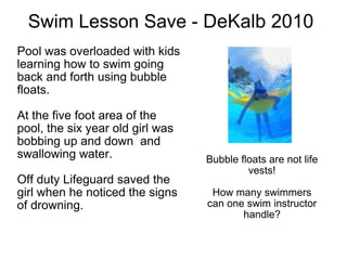 Swim Lesson Save -  DeKalb 2010  ,[object Object],[object Object],[object Object],[object Object],[object Object]