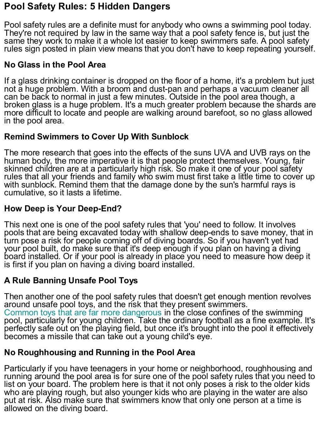 Pool safety rules 5 hidden dangers
