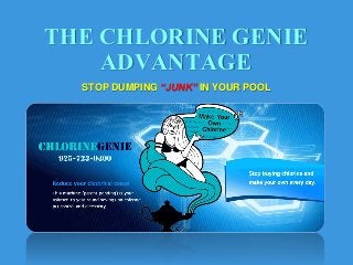 THE CHLORINE GENIE
ADVANTAGE
STOP DUMPING “JUNK” IN YOUR POOL
 