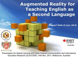 Free Powerpoint Templates Augmented Reality for Teaching English as  a Second Language Presentation for Global Learning and Cross Cultural Communication and International Education Research (GLACCIER), 14th Nov, 2011, Melbourne, Australia Poonsri Vate-U-Lan, Ed.D. Australia 