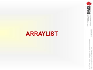ARRAYLIST
03/06/2016Prof.ªM.ªEng.ªElaineCecíliaGatto
DesenvolvimentodeSoftwarepareaWeb2016
 