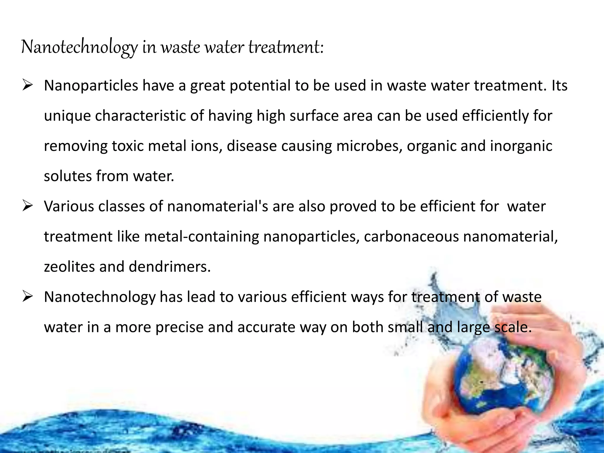 Nanotechnology in waste water treatment | PPTX